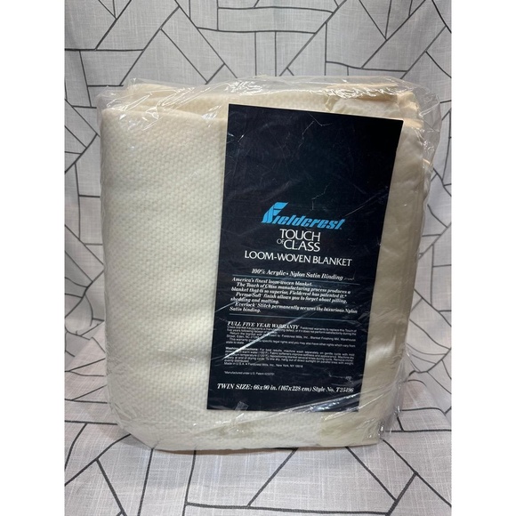 Fieldcrest Touch Of Class Loom Woven Blanket NOS Set Of Two Cream Size Twin - Picture 1 of 13